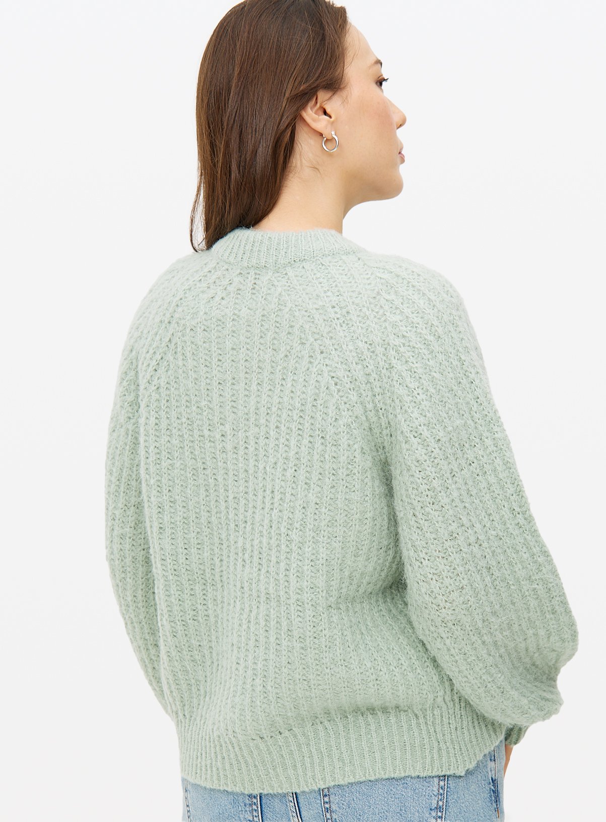 Pale Green Raglan Sleeve Cardigan 22 - Image 4 thumbnail